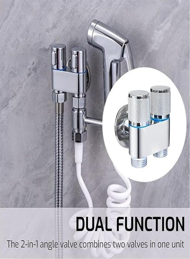 Imaashi Compact 2 Way Angle Cock | 2-in-1 Angle Valve with Wall Flange | For Bathroom, Toilet, Wash Basin | Crome Finish - Image 3
